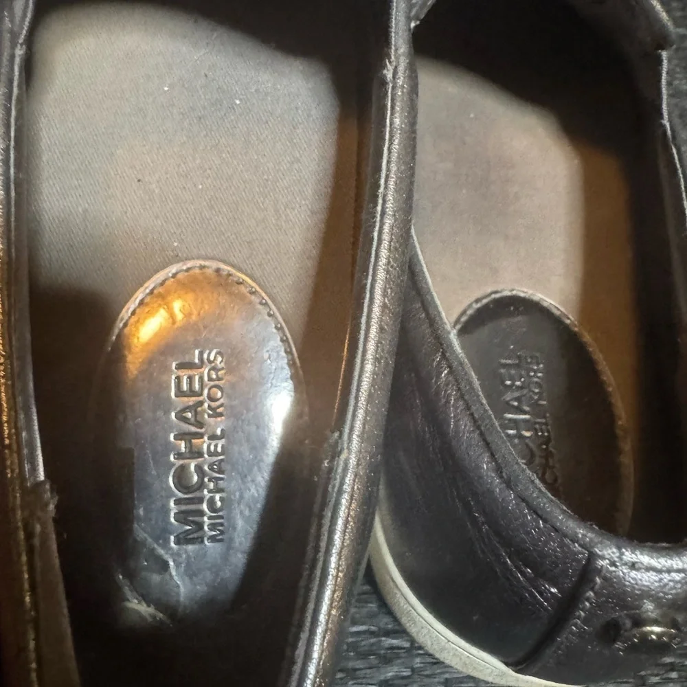 Michael Kors Black Leather Loafers Slip-On Flats